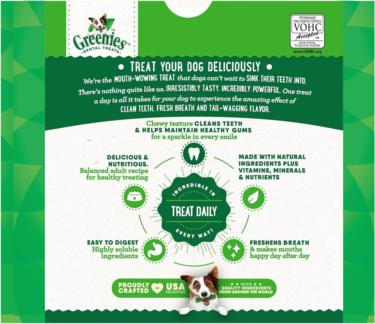 Veterinarian-Recommended Adult Natural Dental Dog Treats Large Size, Dog Dental Chews, Original Flavor, 54 Oz. Pack, 34 Count