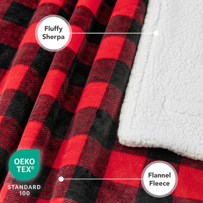 Dog Blanket for Medium Large Dogs, Pet Bed Blanket Cat Puppy Kitten, Fleece Furniture Couch Cover Protector Sofa Car, Soft Sherpa Dog Throw Plush Reversible Washable, 40X60 Checker Red