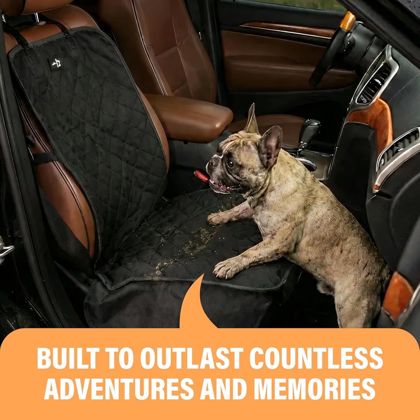 Dog Car Seat Cover, Waterproof Front Seat Protector for SUV Truck Sedan, Pet Safety Travel Comfort System with Universal Fit, Orange