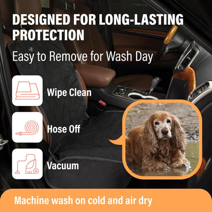 Dog Car Seat Cover, Waterproof Front Seat Protector for SUV Truck Sedan, Pet Safety Travel Comfort System with Universal Fit, Orange
