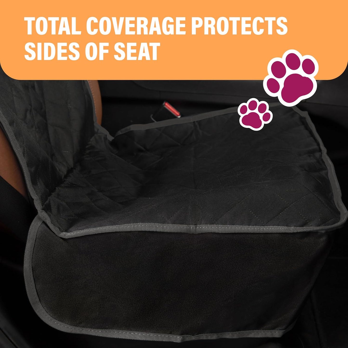 Dog Car Seat Cover, Waterproof Front Seat Protector for SUV Truck Sedan, Pet Safety Travel Comfort System with Universal Fit, Orange