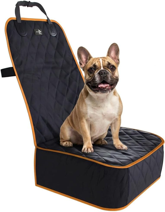 Dog Car Seat Cover, Waterproof Front Seat Protector for SUV Truck Sedan, Pet Safety Travel Comfort System with Universal Fit, Orange